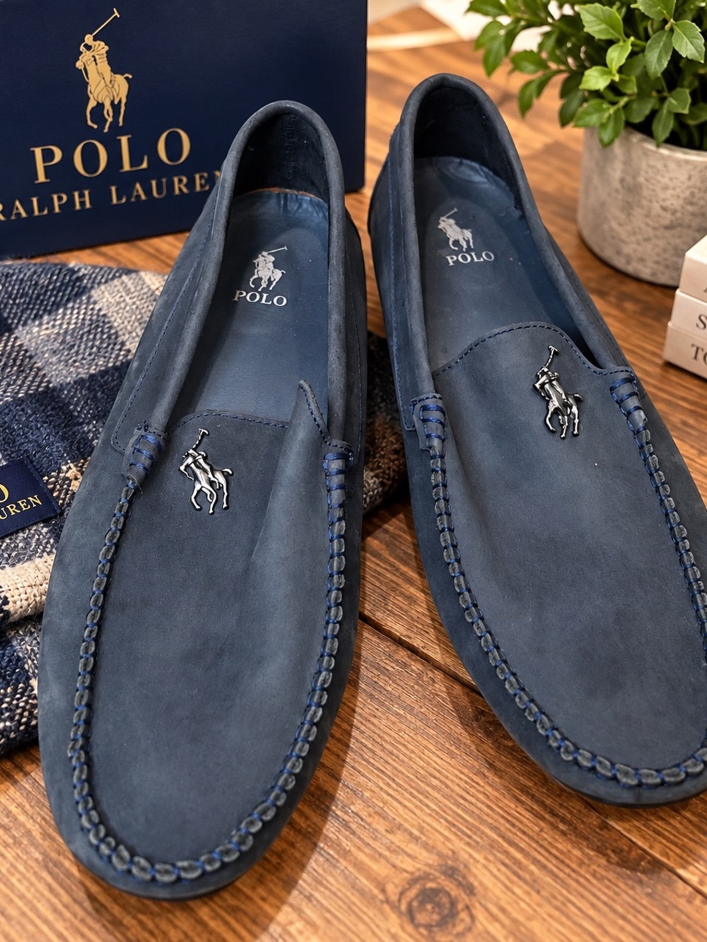 Polo Ralph Lauren Dezi V Men’s Navy Moccasin Slippers Loafers Old Money